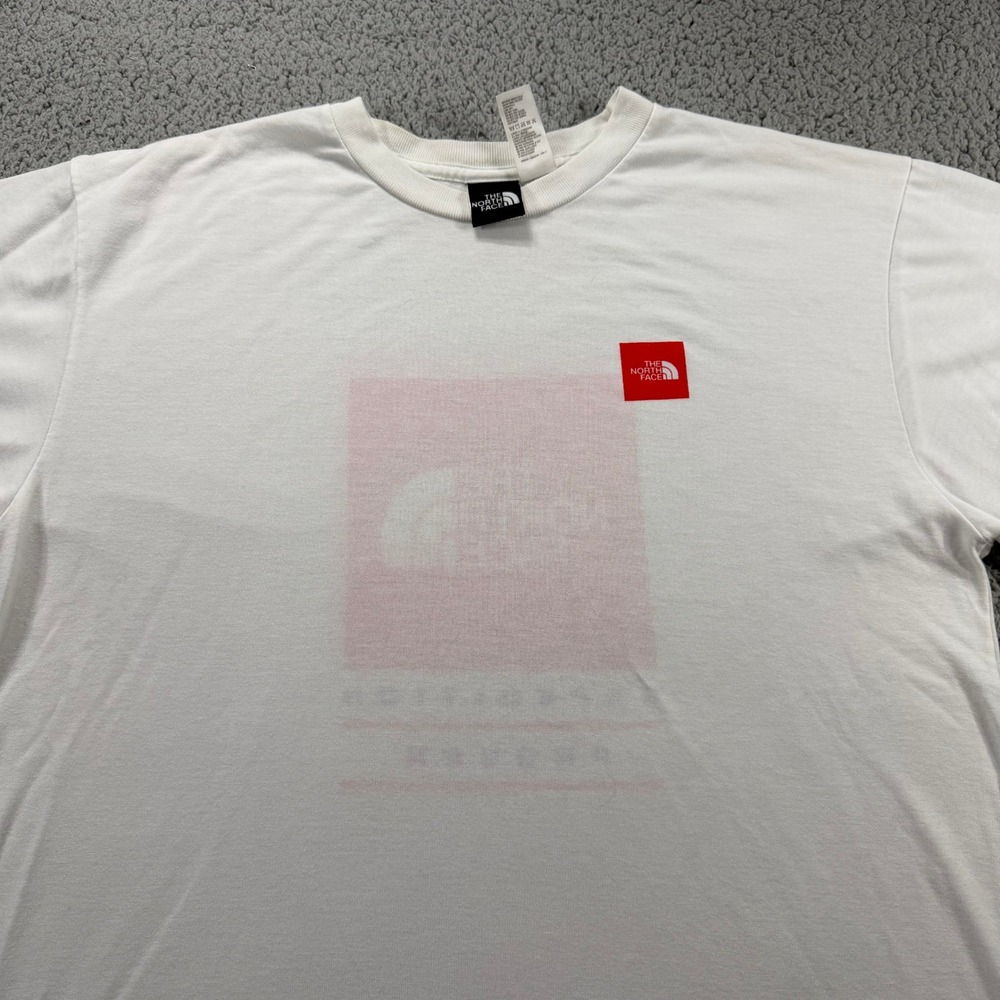 The North Face Mens White Expedition Proven Red Box Logo T-Shirt Medium USA